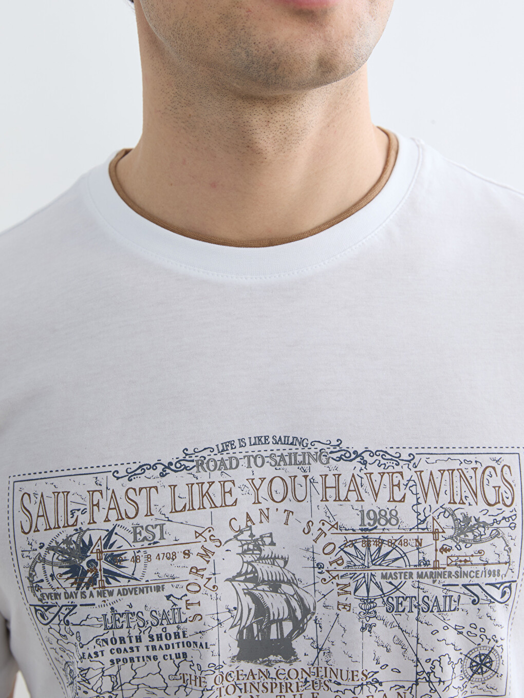 Crew Neck Short Sleeve Printed Combed Cotton Men's T-shirt-4