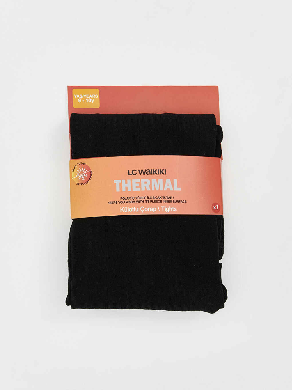 Siyah Basic Kız Çocuk Termal Külotlu Çorap-1