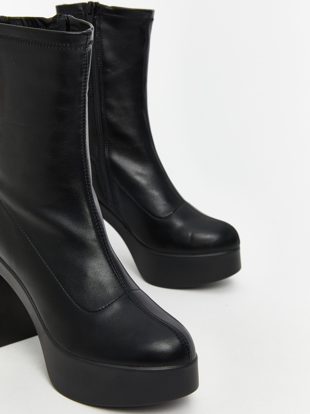 Bottes À Talons En Similicuir Pour Femmes-2