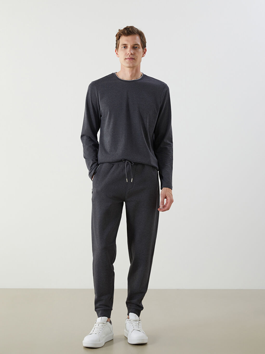 Antrasit Standart Kalıp Erkek Kalın Eşofman Altı