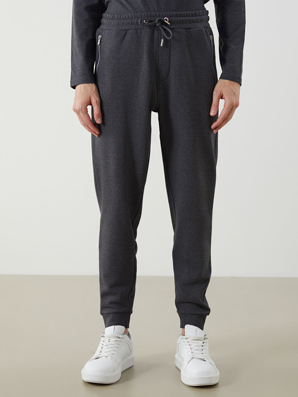 Antrasit Standart Kalıp Erkek Kalın Eşofman Altı-2