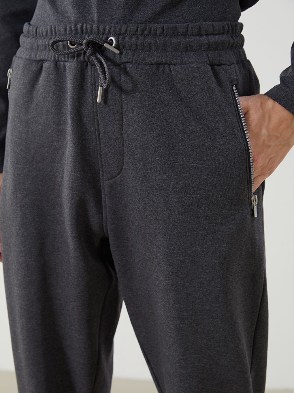 Antrasit Standart Kalıp Erkek Kalın Eşofman Altı-4