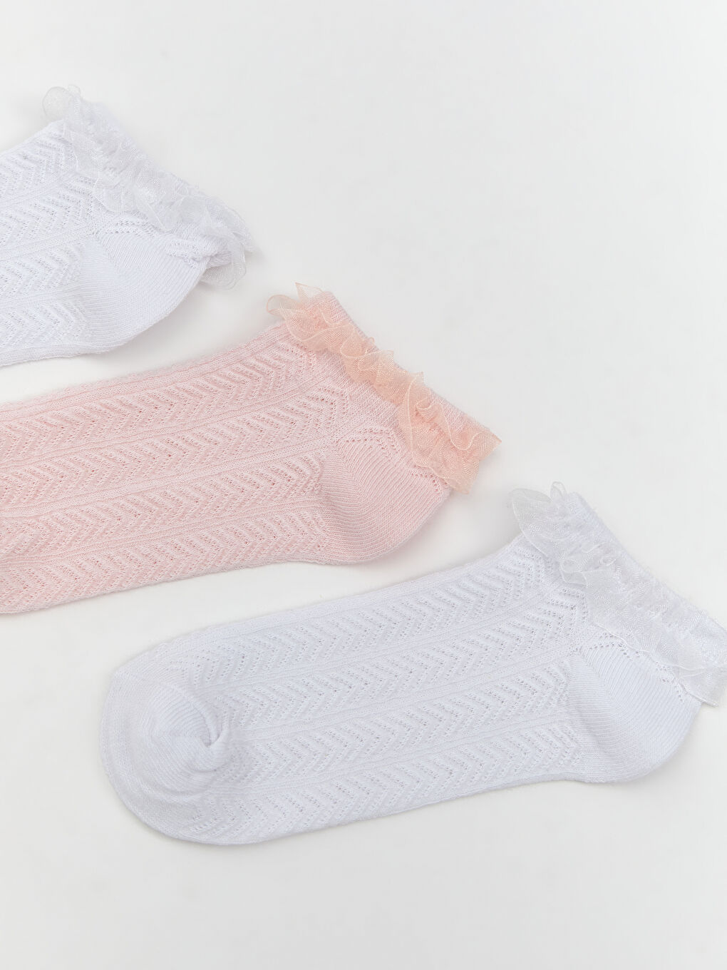 LCW Kids Mädchen Sneakersocken mit Spitzendetail 3er-Pack -S43930Z4-EEW
