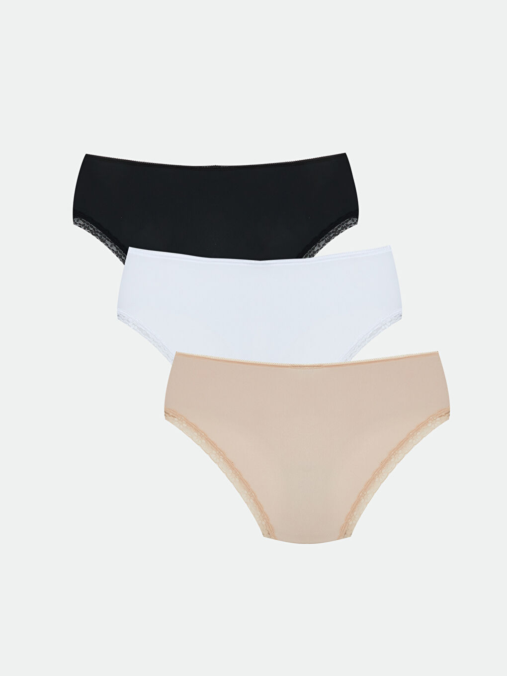 Siyah Dantel Detaylı Hipster Külot 3'lü-1