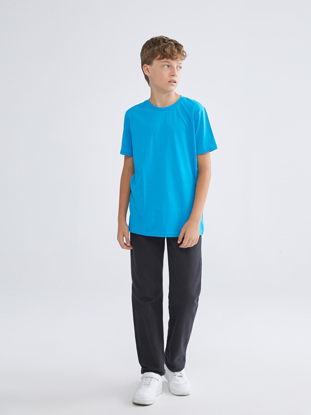Crew Neck Basic Short Sleeve Boys' T-shirt-1