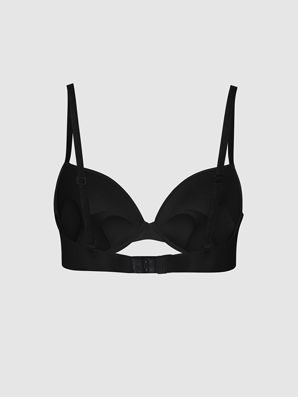 Siyah Balenli Dolgulu Düz Tişört Sütyen-1