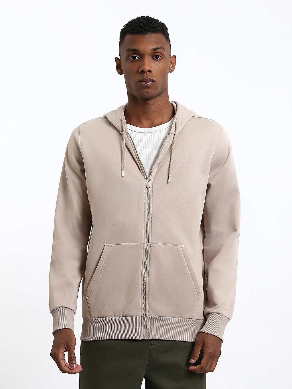 Hooded Long Sleeve Men's Thick Zip-up Sweatshirt-1