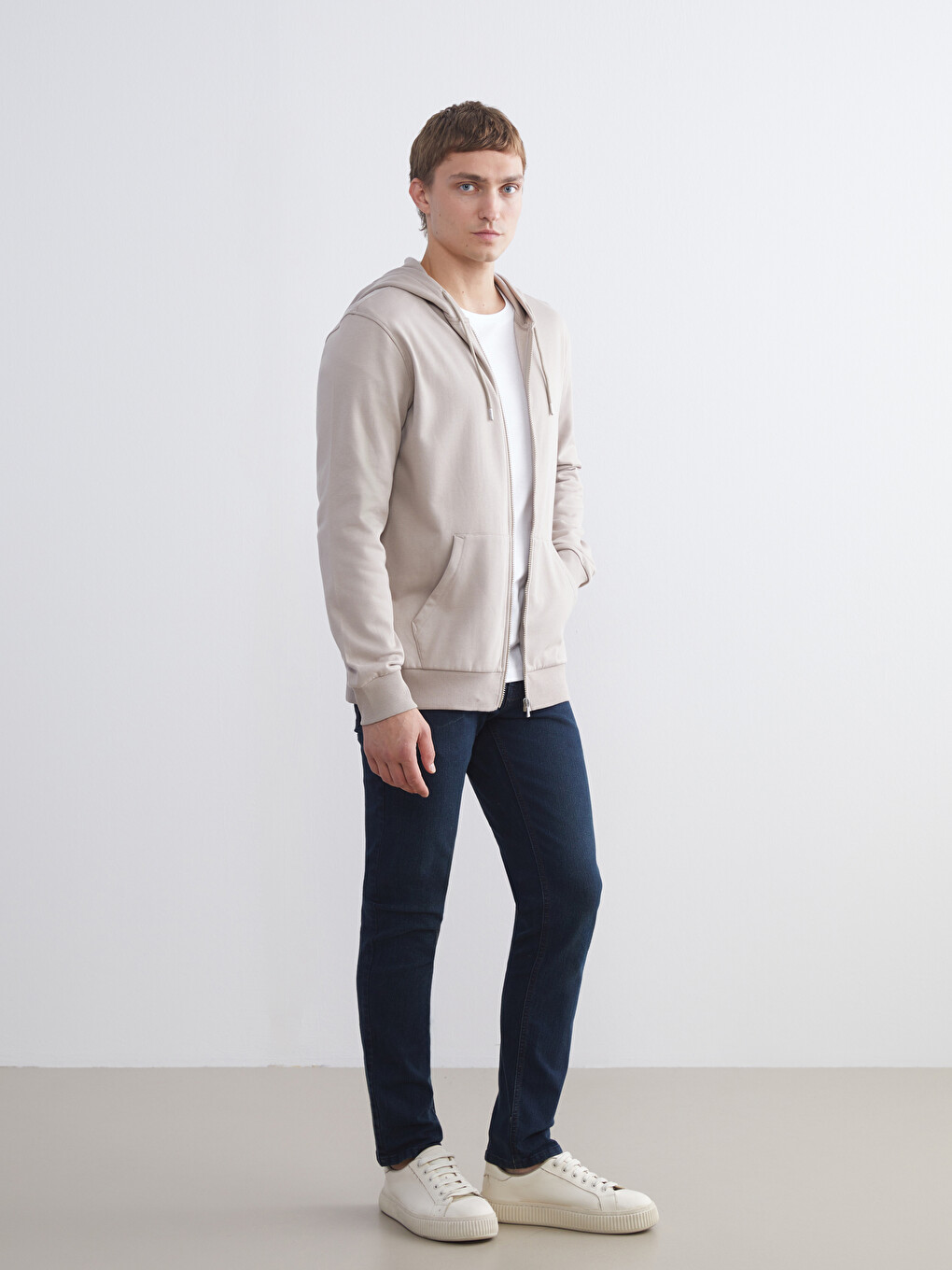 Hooded Long Sleeve Men's Thick Zip-up Sweatshirt-3
