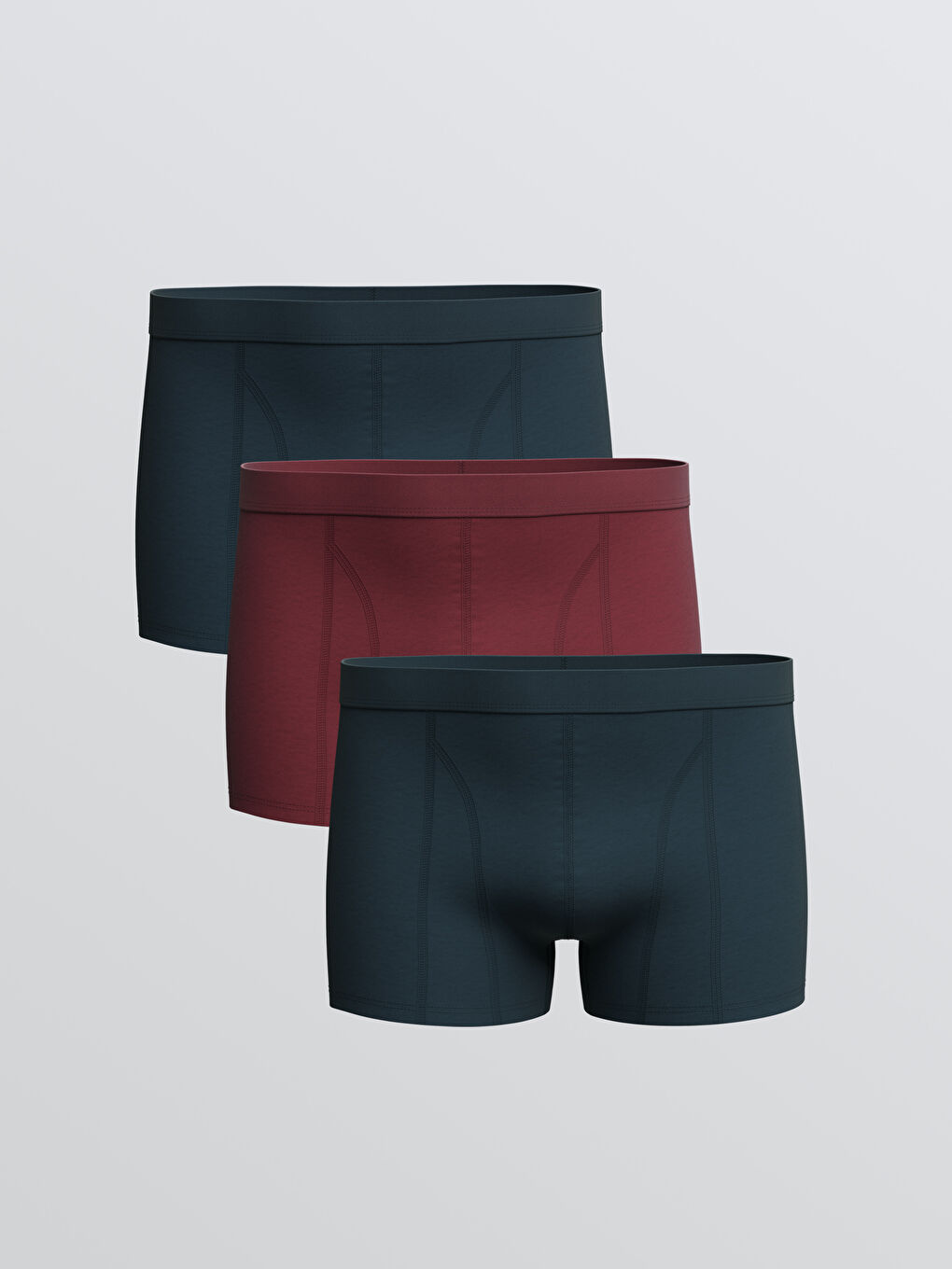 Bordo Standart Kalıp Pamuklu Esnek Erkek Boxer 3'lü-1