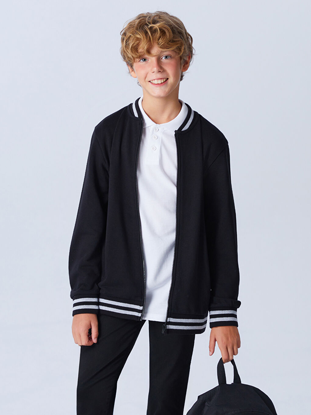 Lacivert Basic Uzun Kollu Erkek Çocuk Hırka