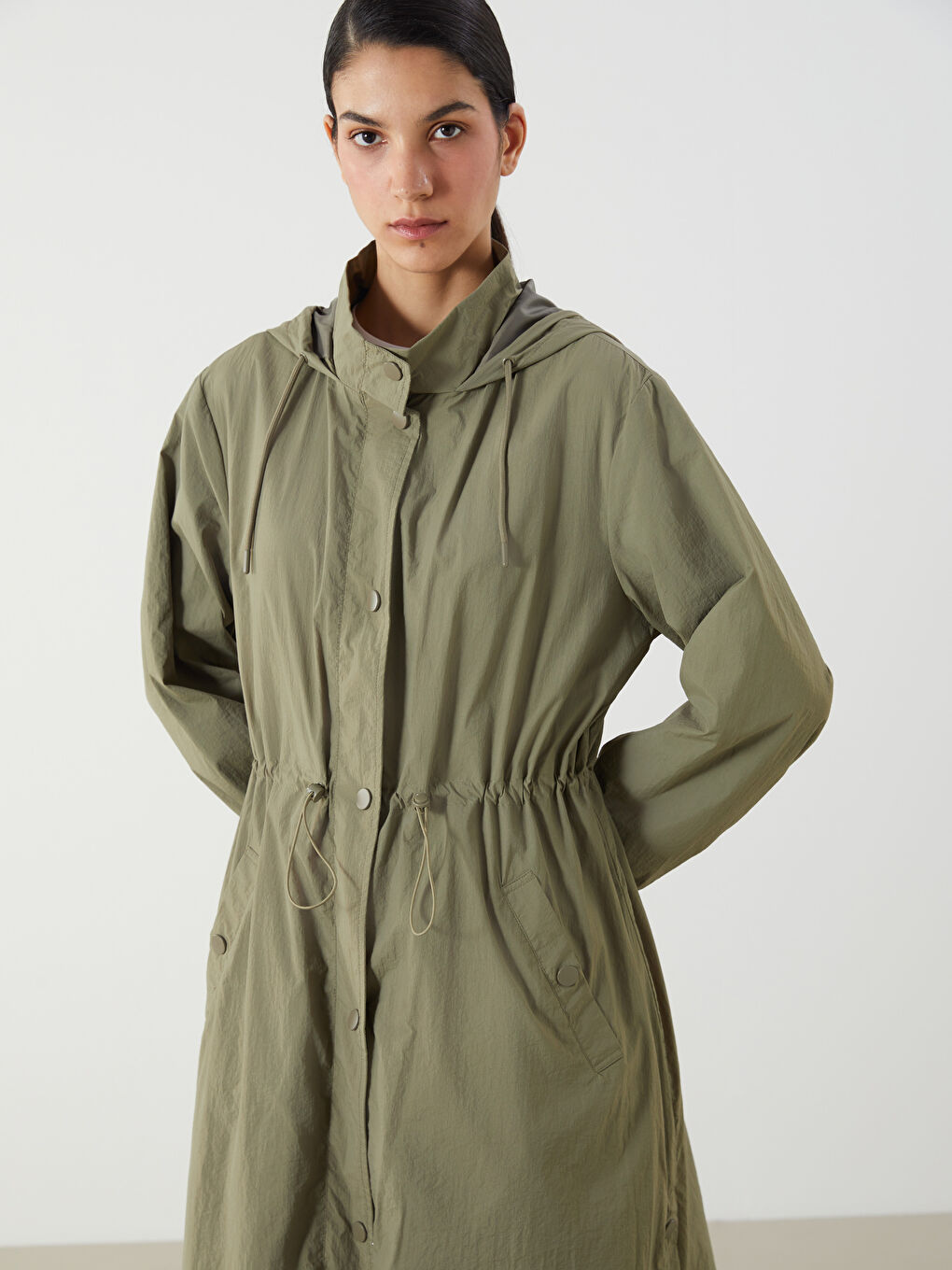 Women's Hooded Plain Raincoat-2