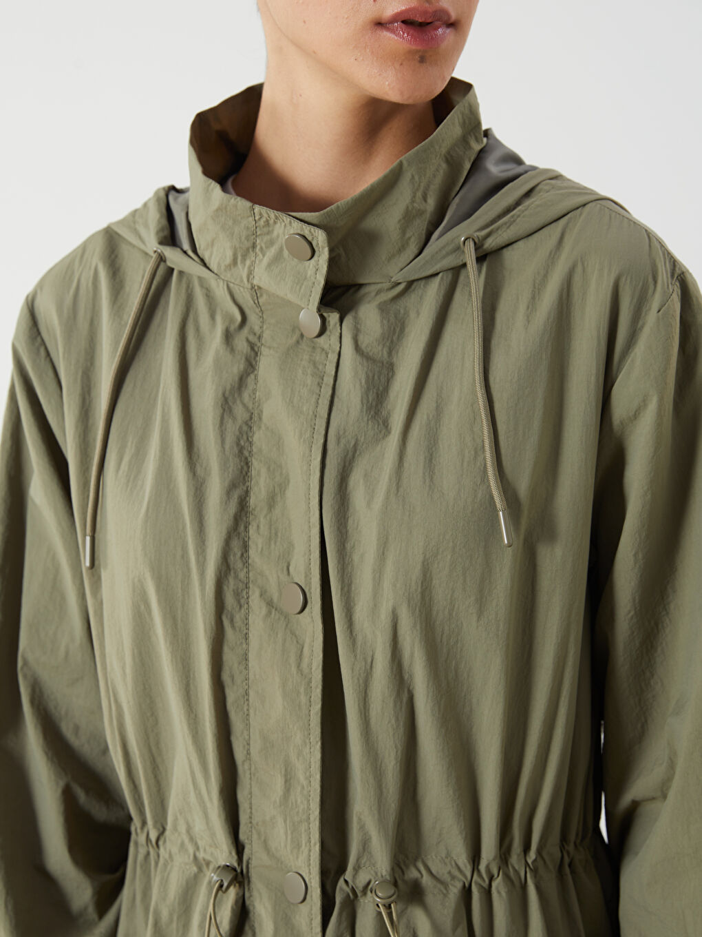 Women's Hooded Plain Raincoat-4