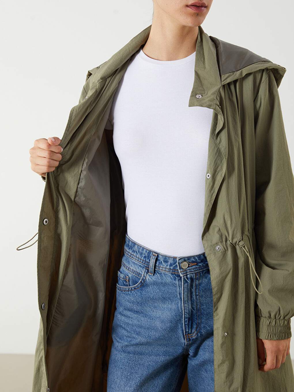 Women's Hooded Plain Raincoat-6