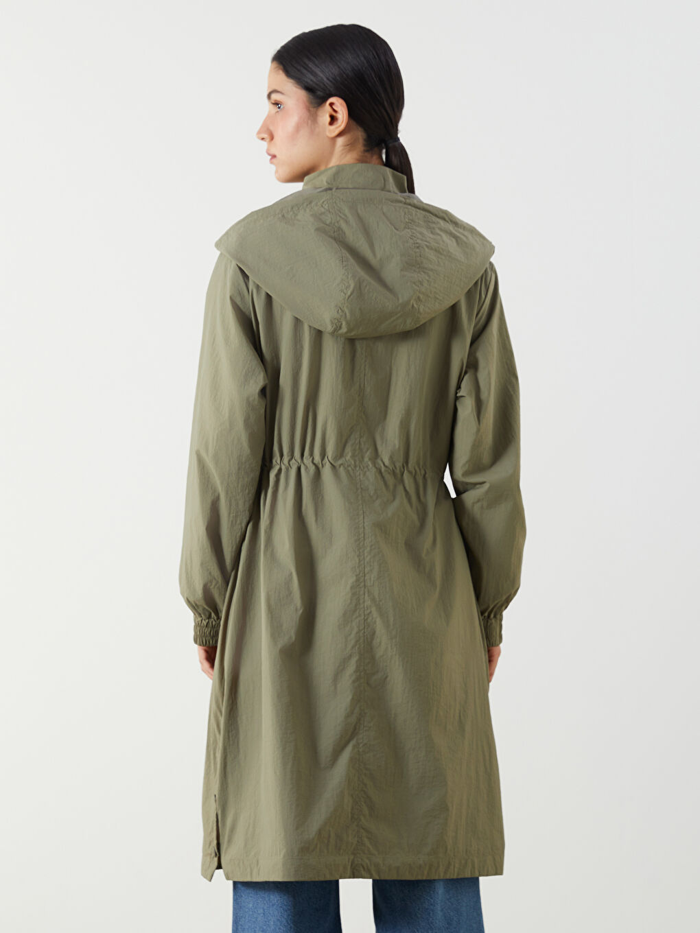 Women's Hooded Plain Raincoat-8