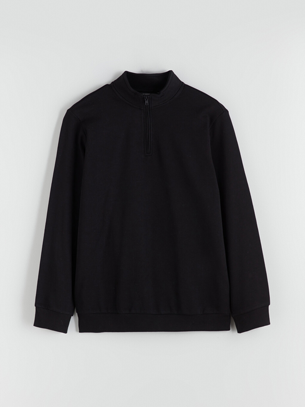 Siyah Dik Yaka Uzun Kollu Erkek Kalın Sweatshirt-9