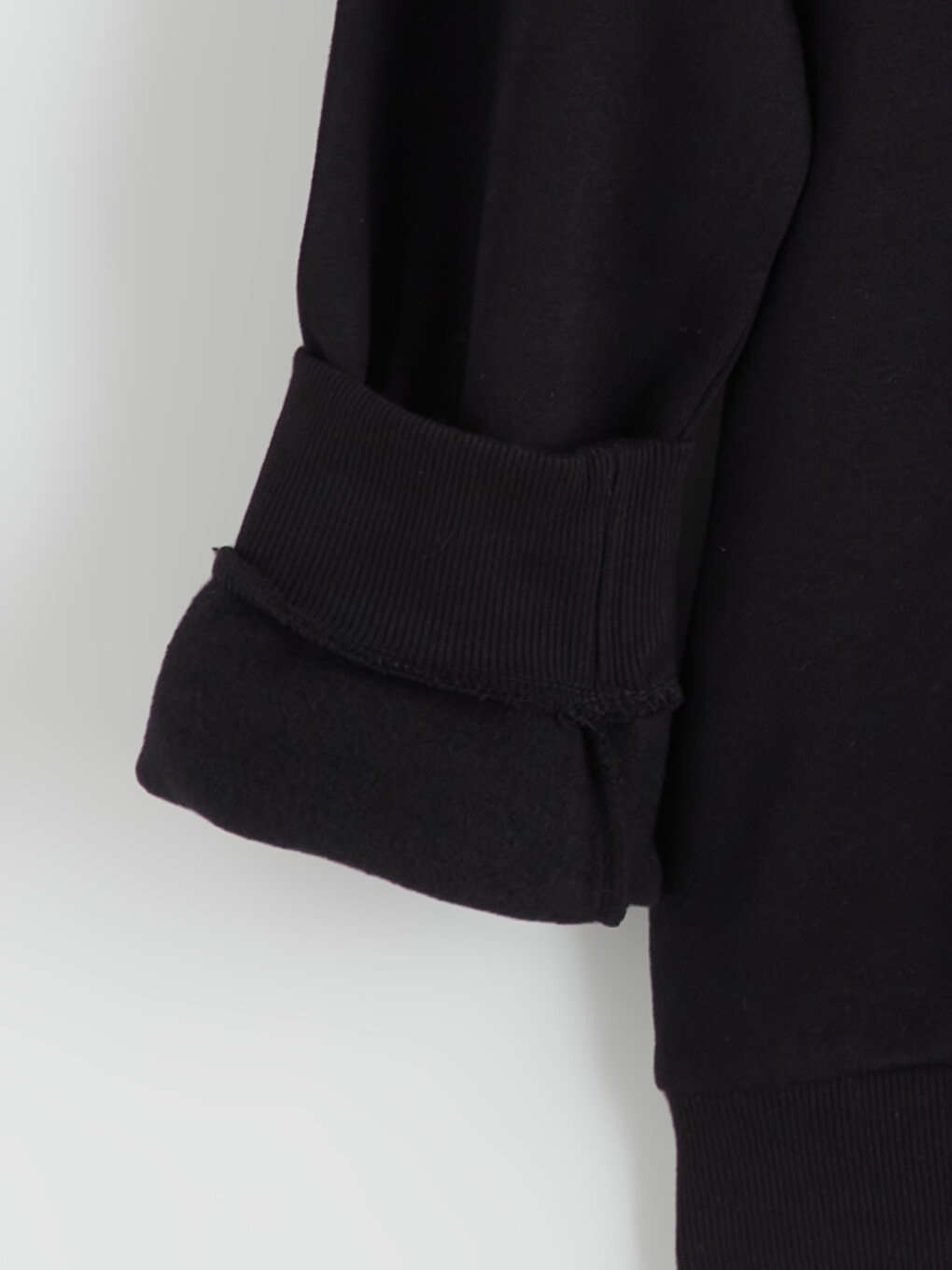 Siyah Dik Yaka Uzun Kollu Erkek Kalın Sweatshirt-10
