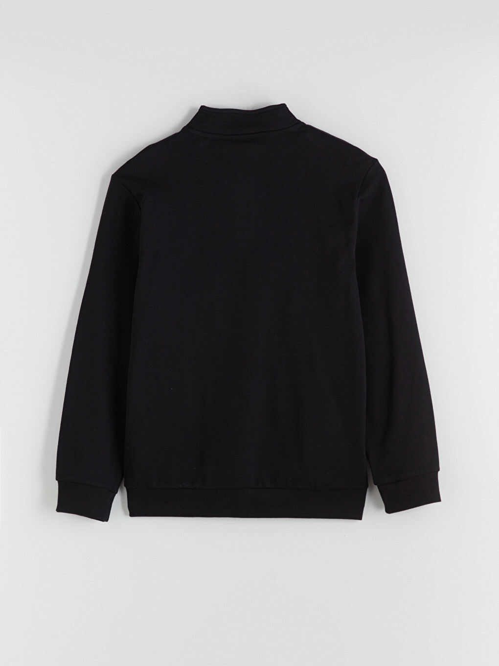 Siyah Dik Yaka Uzun Kollu Erkek Kalın Sweatshirt-11