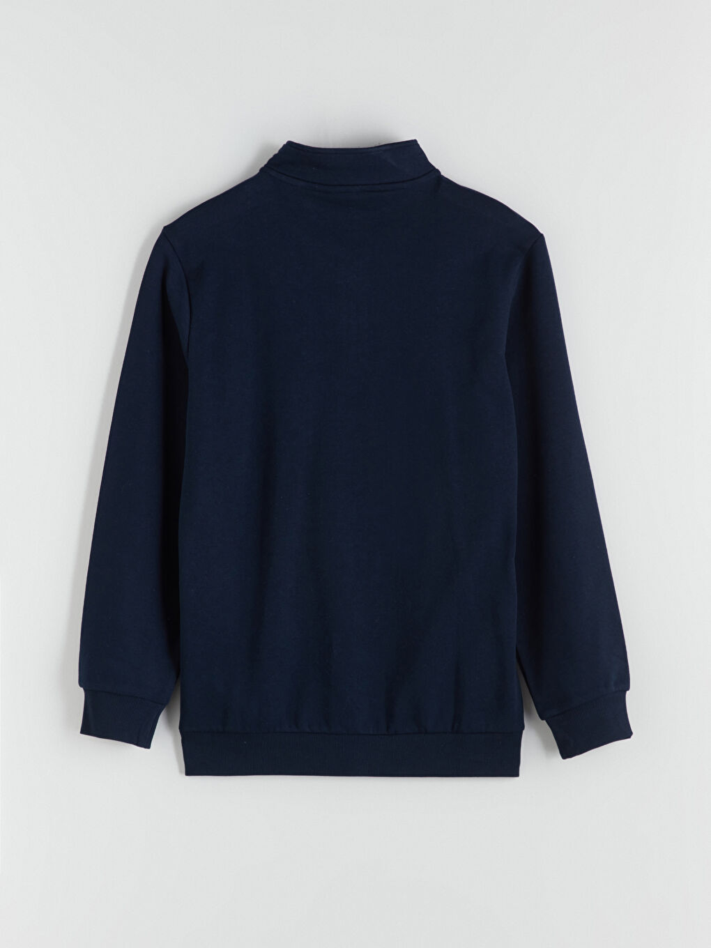 Lacivert Dik Yaka Uzun Kollu Erkek Kalın Sweatshirt-6