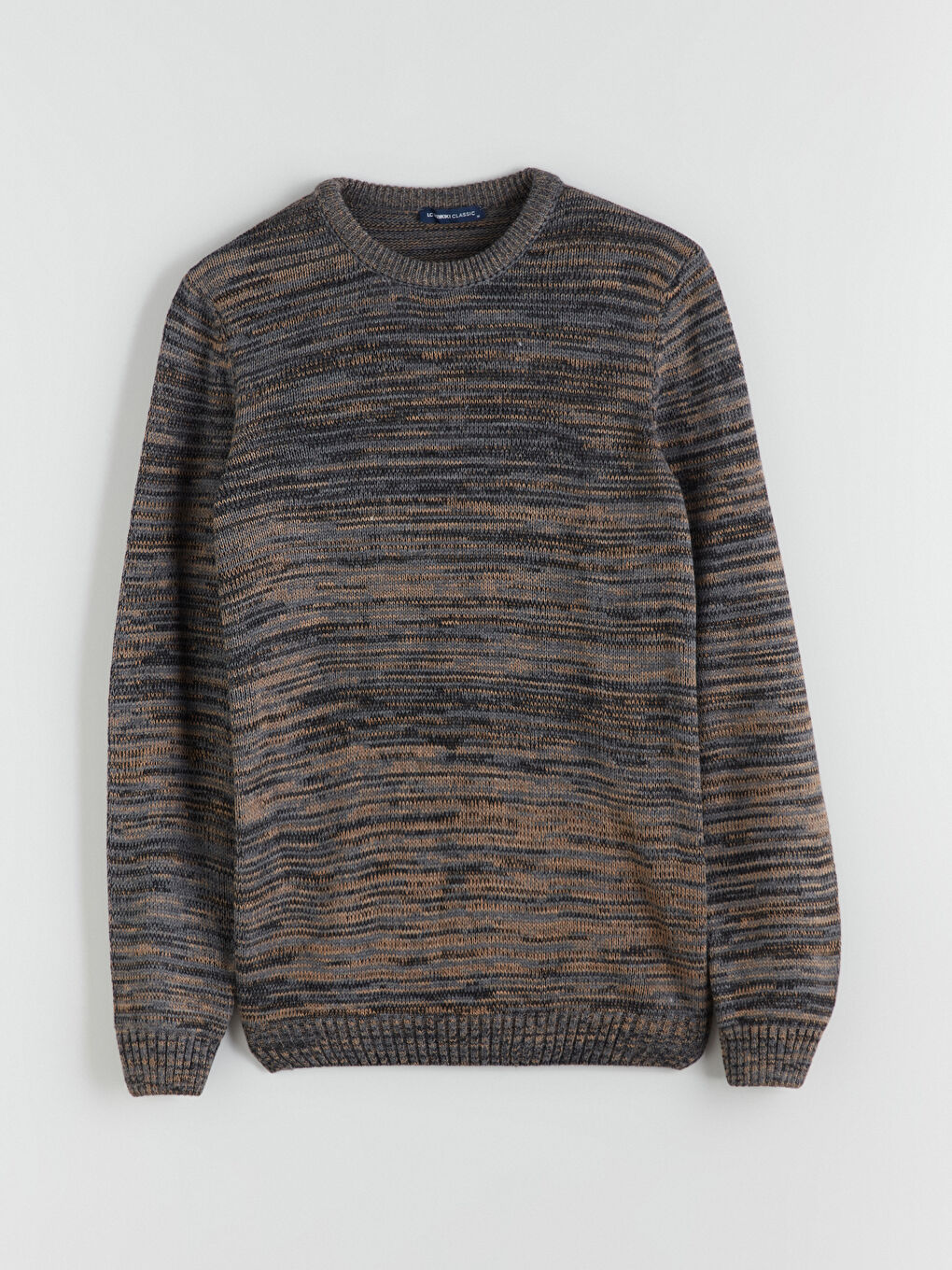Crew Neck Long Sleeve Patterned Men's Knitwear Sweater-4