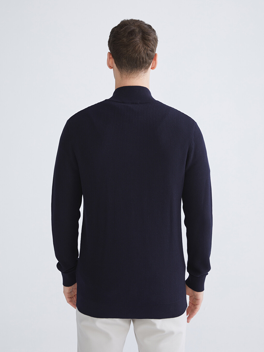 Regular Fit Funnel Neck Men's Knit Cardigan-3