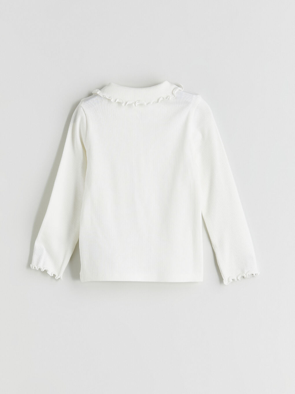 LCW Kids Collared Neck Long Sleeve Basic Girls' T-Shirt -W46180Z1-R9J