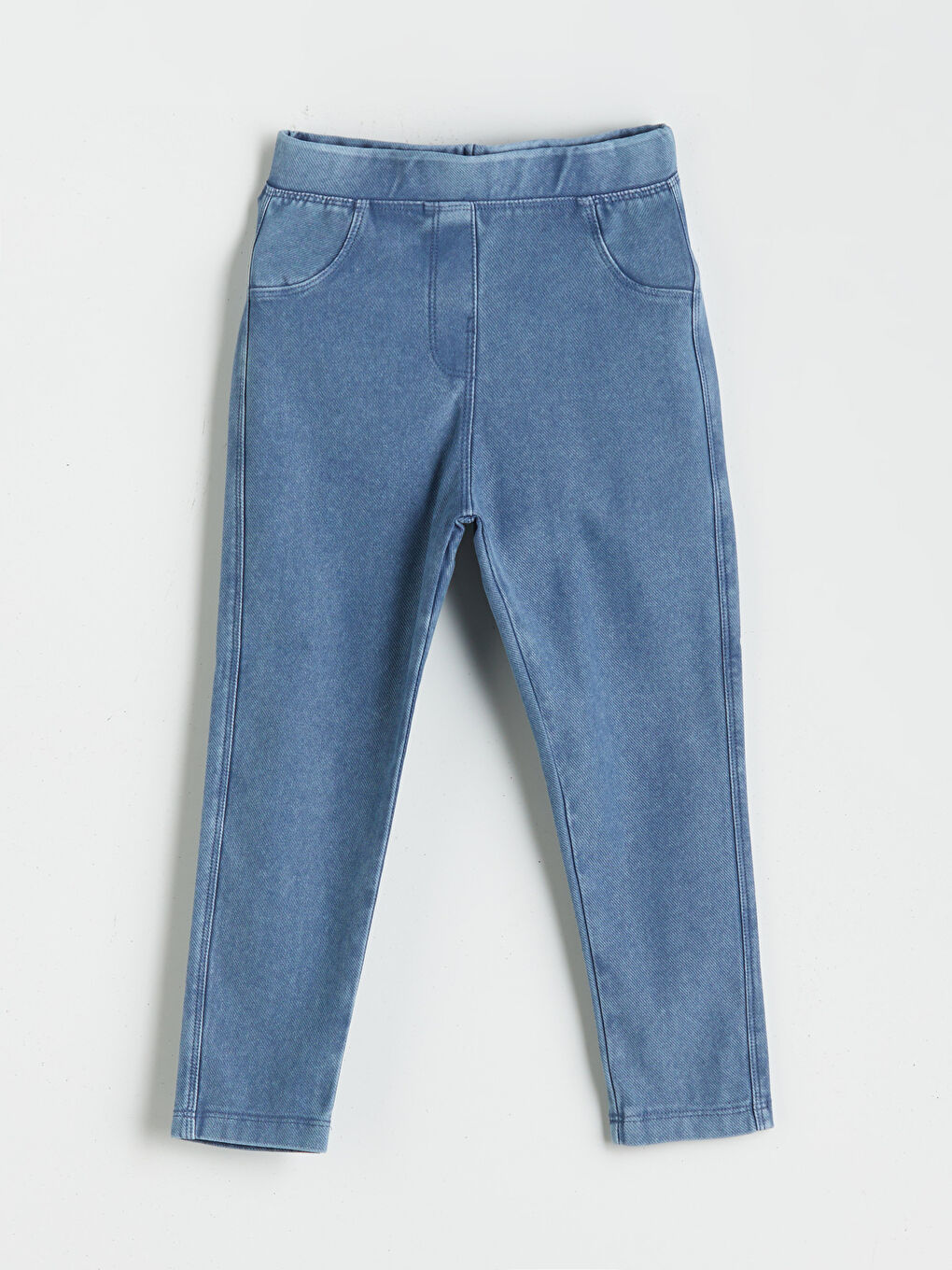 İndigo Beli Lastikli Basic Kız Çocuk Tayt Pantolon-1
