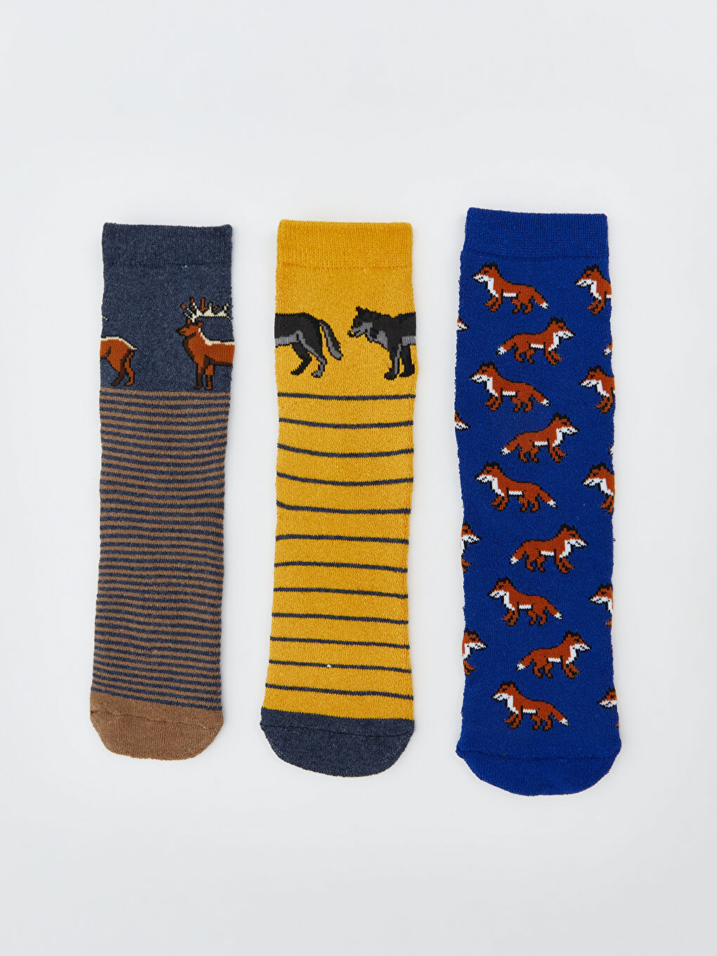 Karışık Baskılı Erkek Çocuk Havlu Soket Çorap 3'lü-1