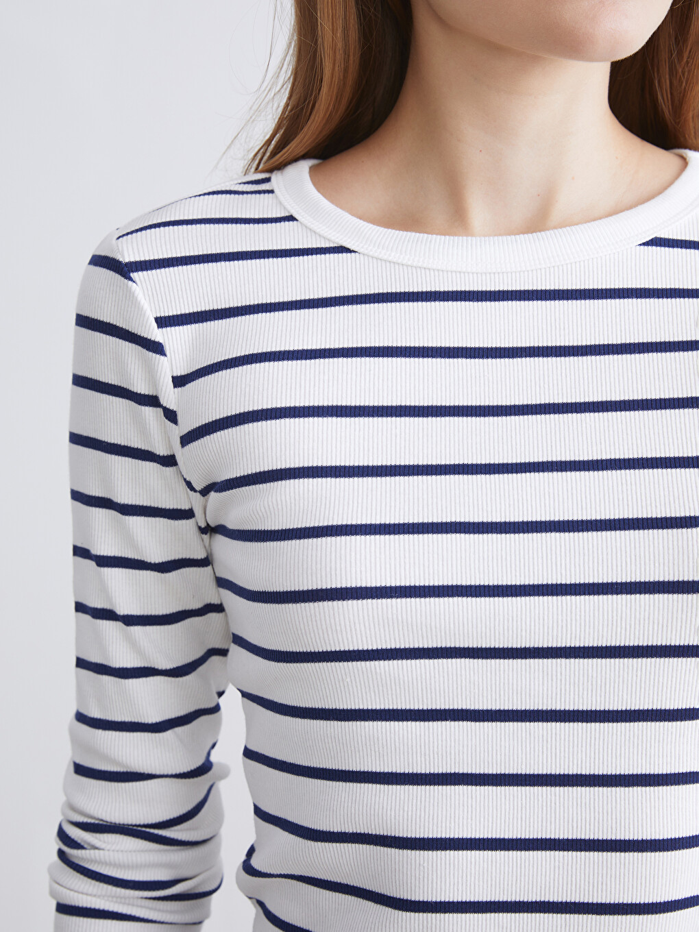 Crew Neck Striped Women's Body-3