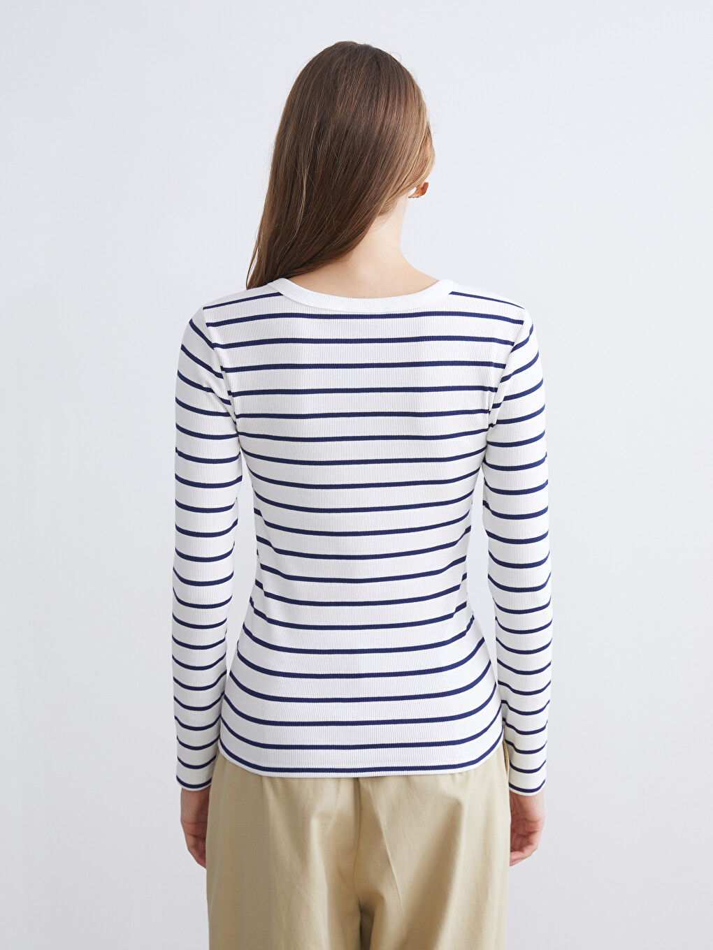 Crew Neck Striped Women's Body-4