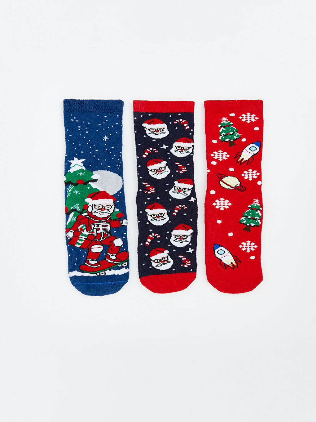 LCW Kids Christmas Themed Boys' Terry Cloth Ankle Socks 3-Pack -W4CT65Z4-K00