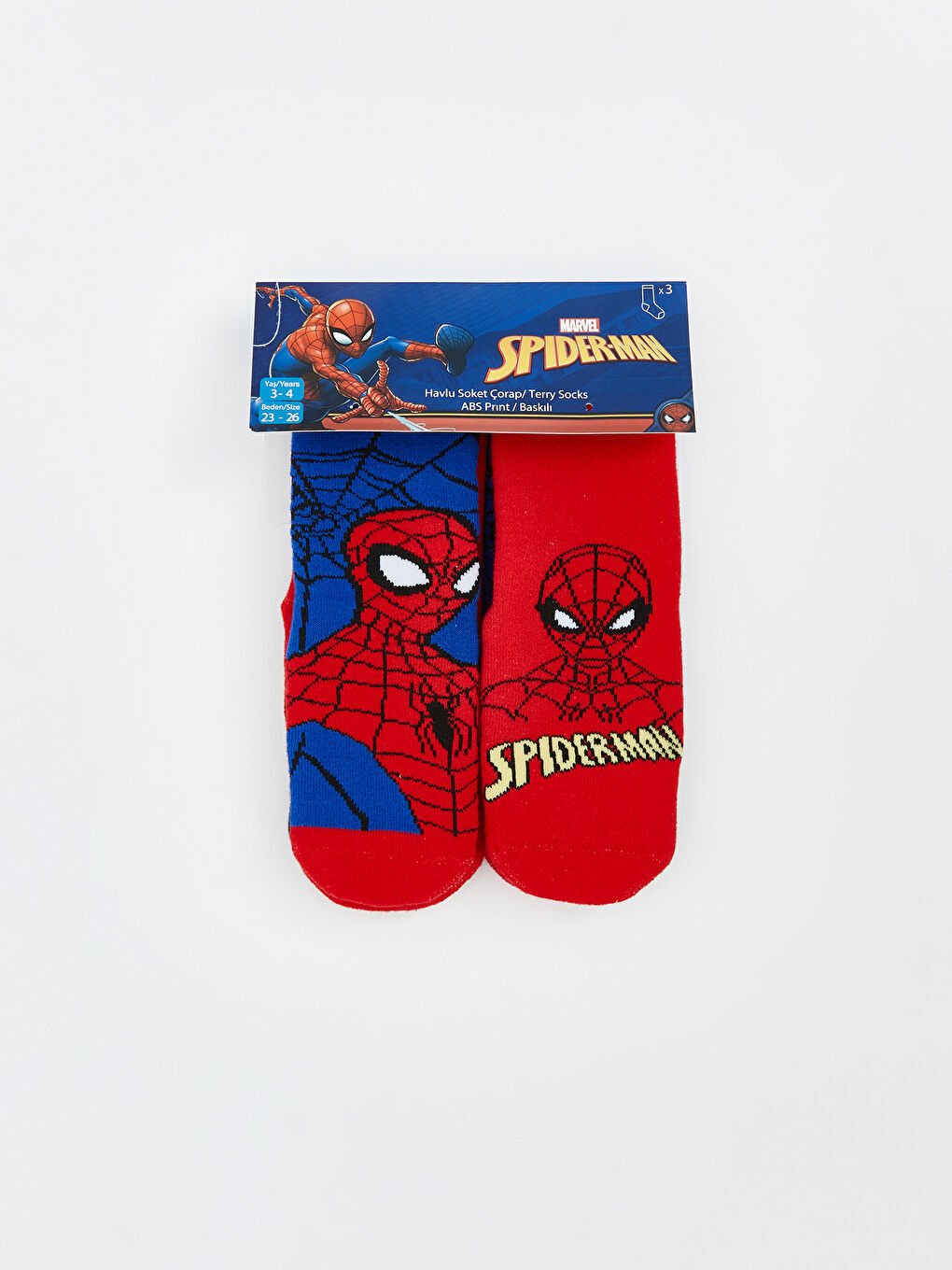 LCW Kids Κοντές Κάλτσες Spider-Man Με Σχέδια για Αγόρια Τριπλή Συσκευασία -W4CT76Z4-K00