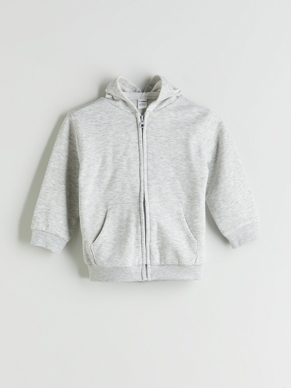 Gri Kapüşonlu Uzun Kollu Kız Bebek Fermuarlı Sweatshirt