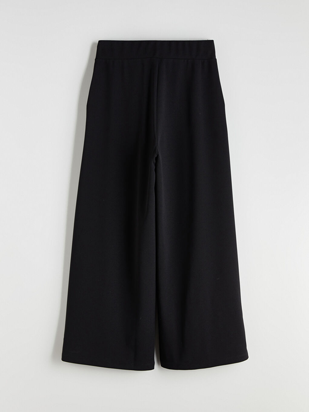 Siyah Kadın Beli Lastikli Düz Pantolon-6