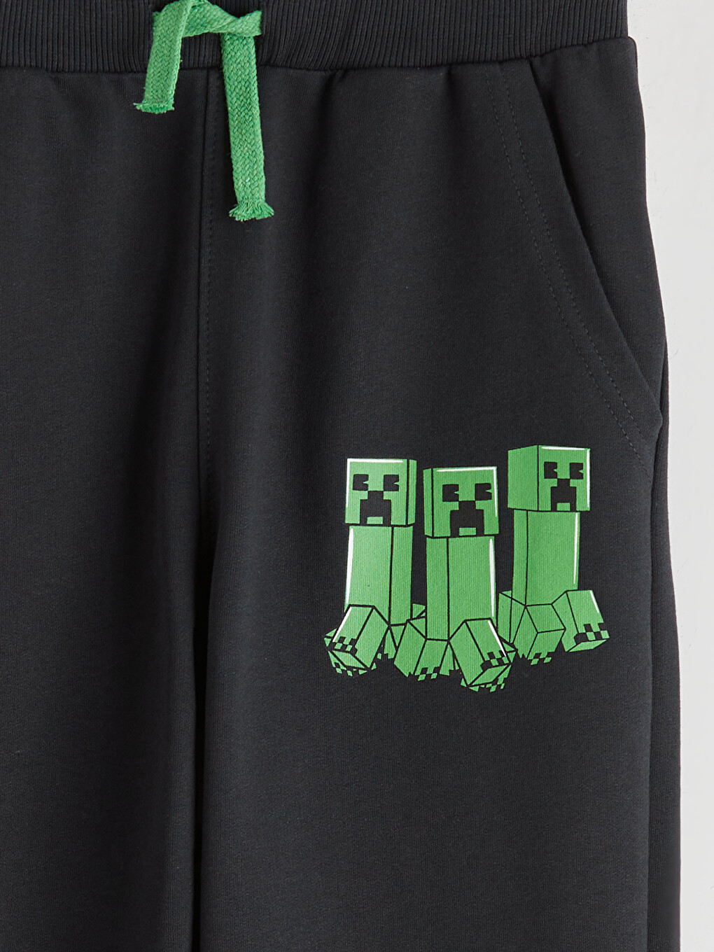 Antrasit Beli Lastikli Minecraft Baskılı Erkek Çocuk Jogger Eşofman Altı-3