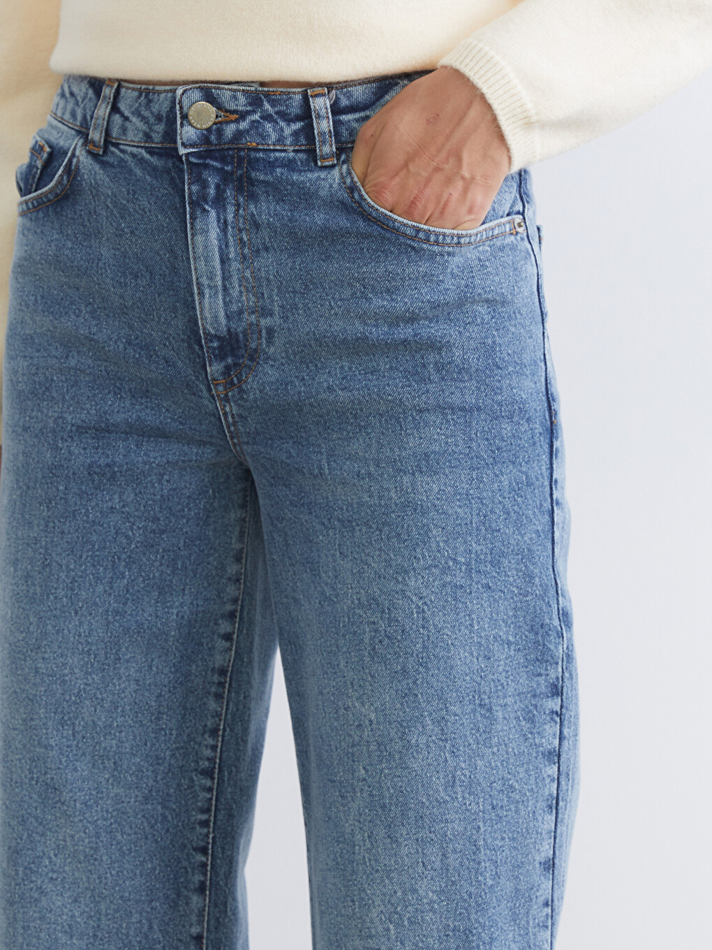 İndigo Wideleg Kadın Jean Pantolon-2