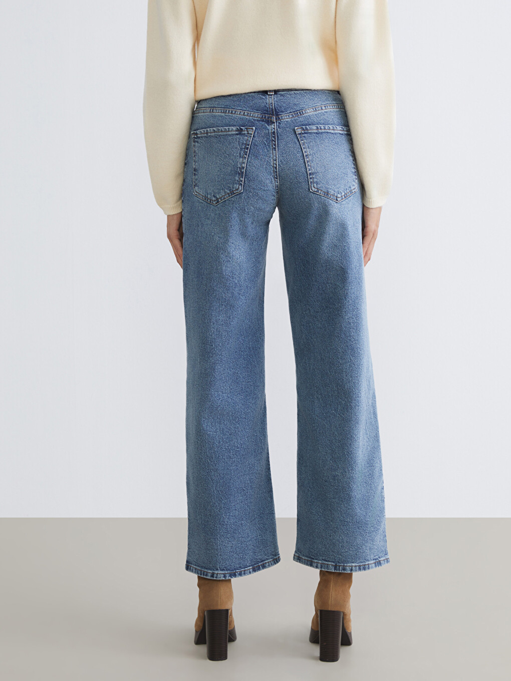 İndigo Wideleg Kadın Jean Pantolon-3