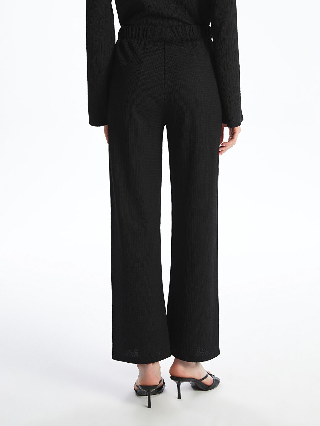 Elasticated Waist Textured Women's Trousers -S5AH03Z8-CVL