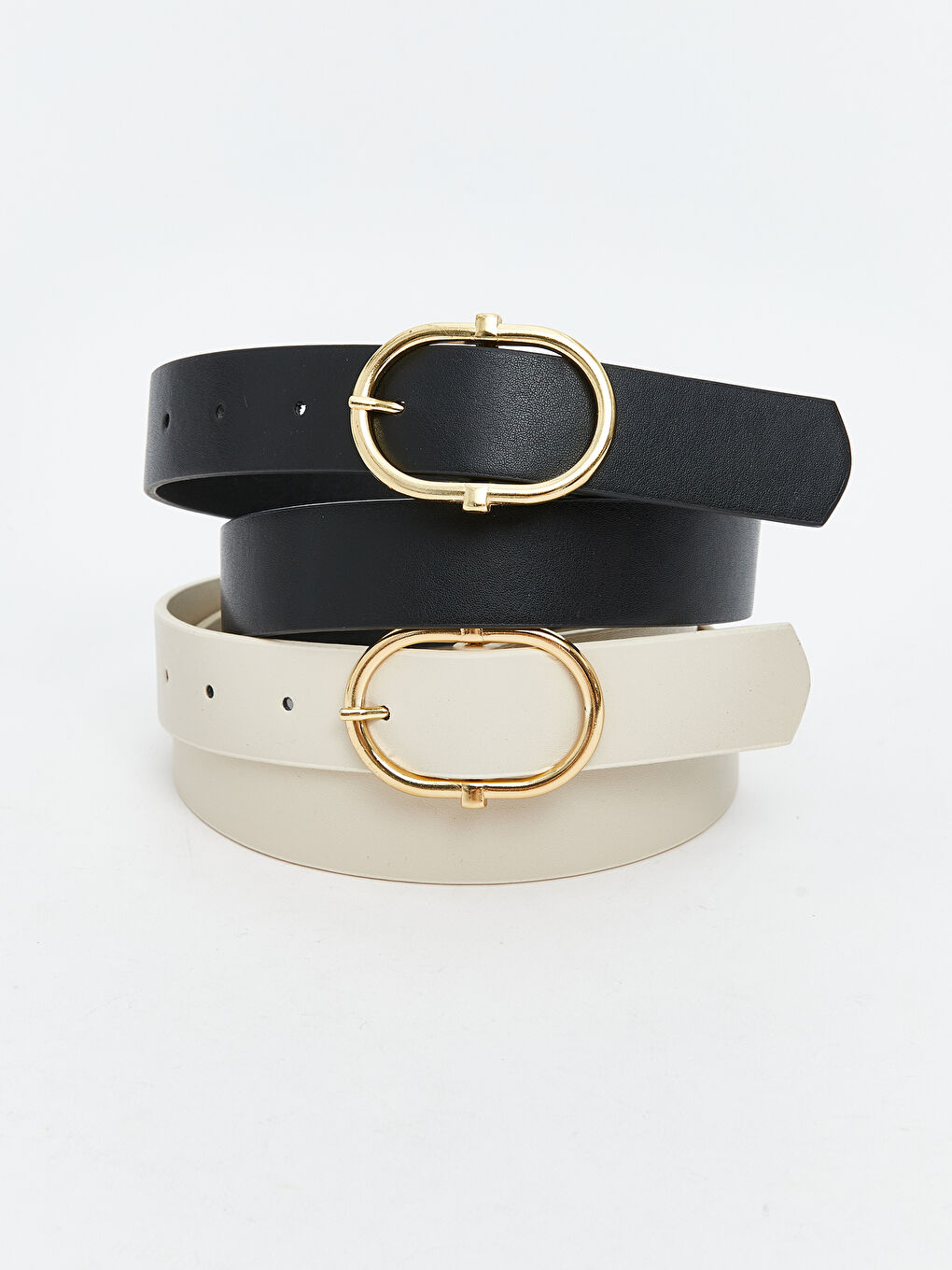 Bej Deri Görünümlü Kadın Kemer 2'li-1