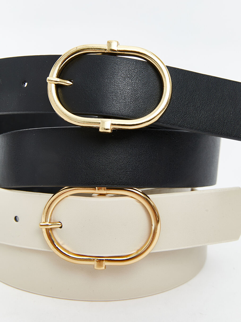 Bej Deri Görünümlü Kadın Kemer 2'li-10