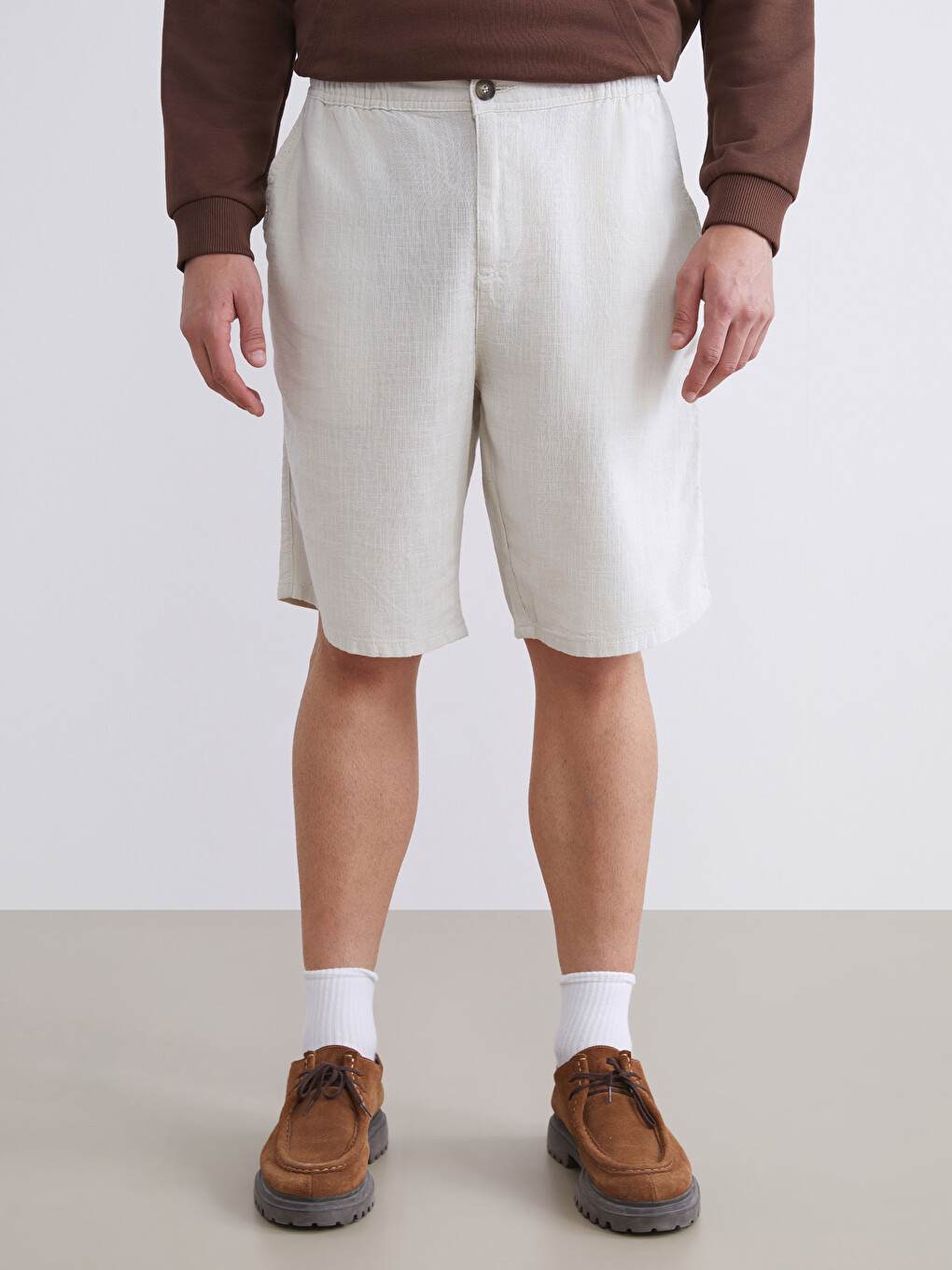 Standard Fit Linen-look Men's Bermuda Shorts-1