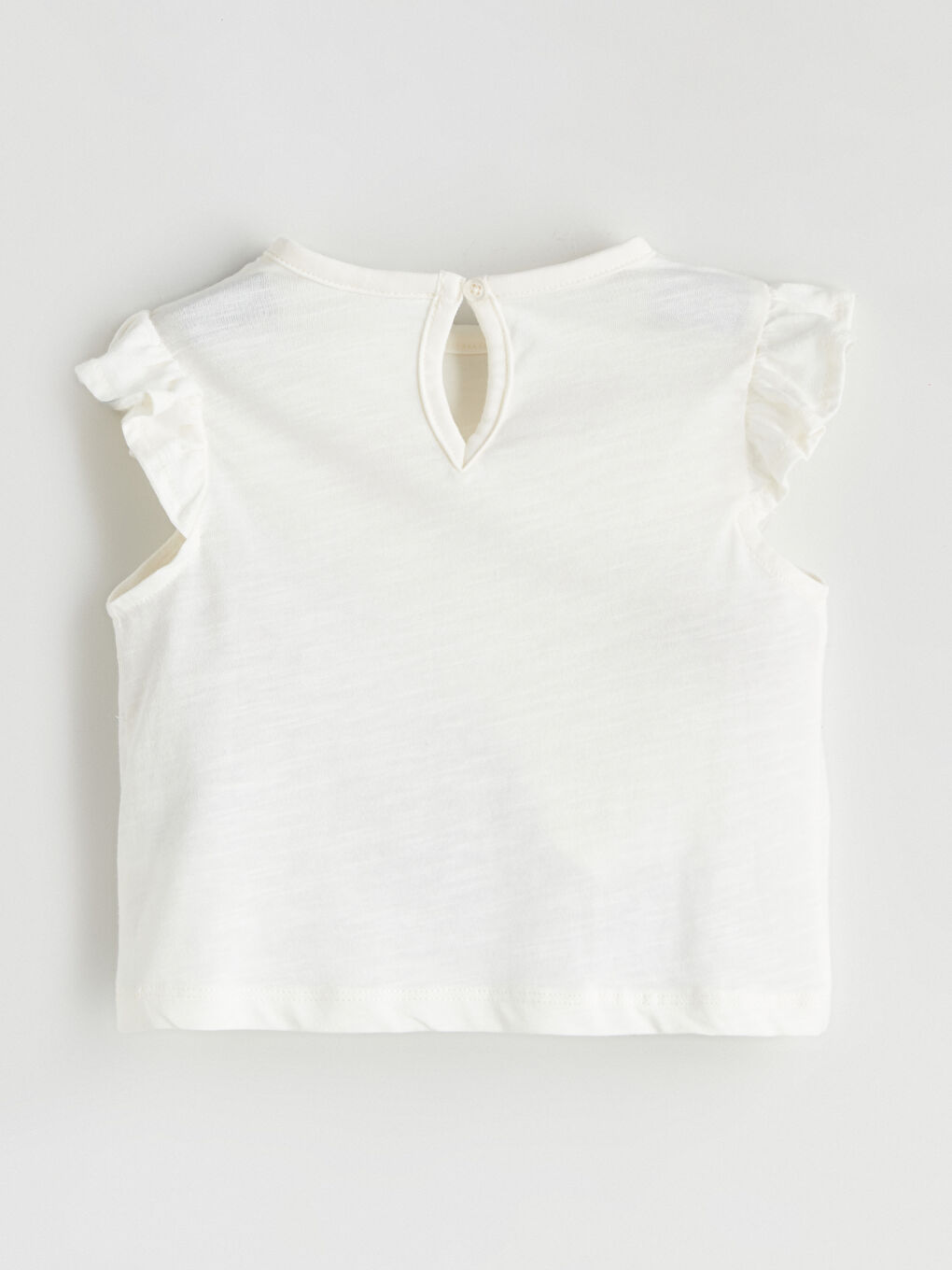 Ekru Nakışlı Kolu Fırfırlı Kız Bebek Bluz-3