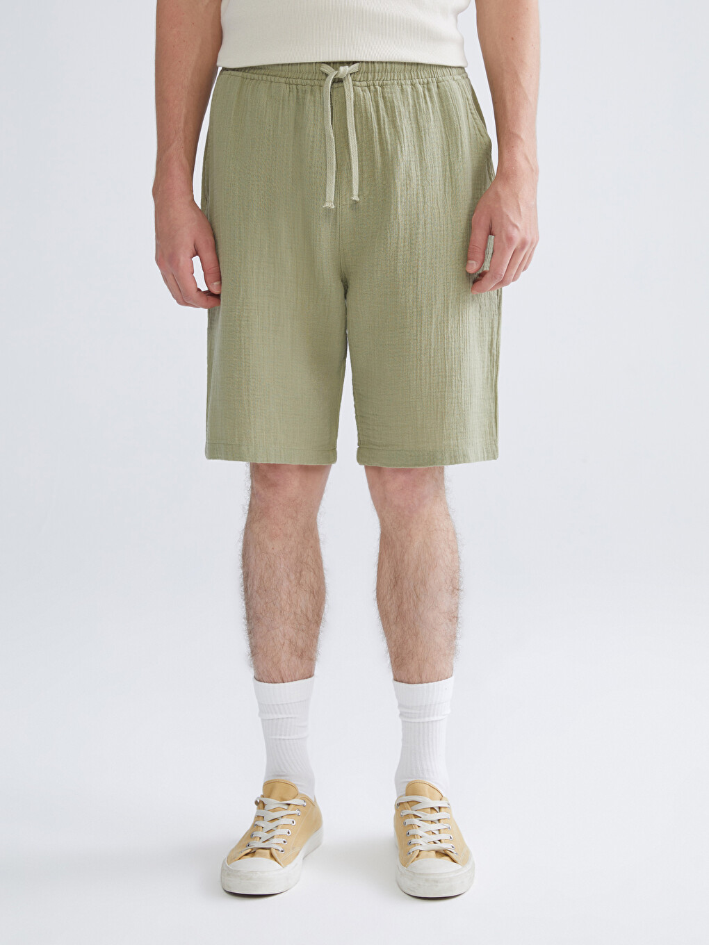 Relaxed Fit Men's Muslin Shorts-1