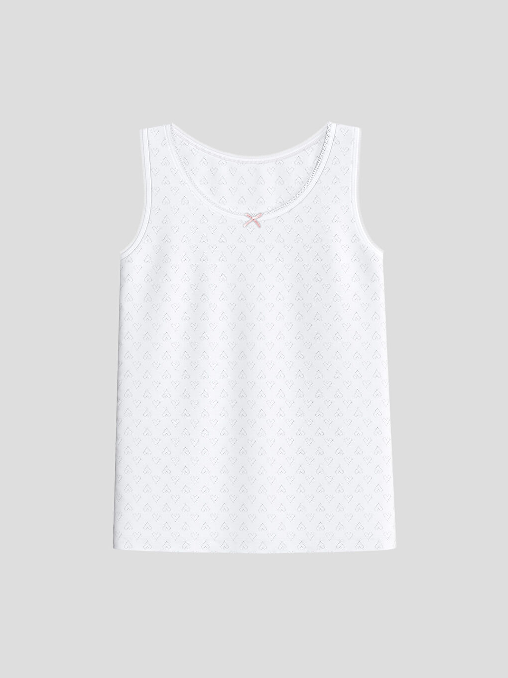 Beyaz Bisiklet Yaka Desenli Kız Çocuk Atlet