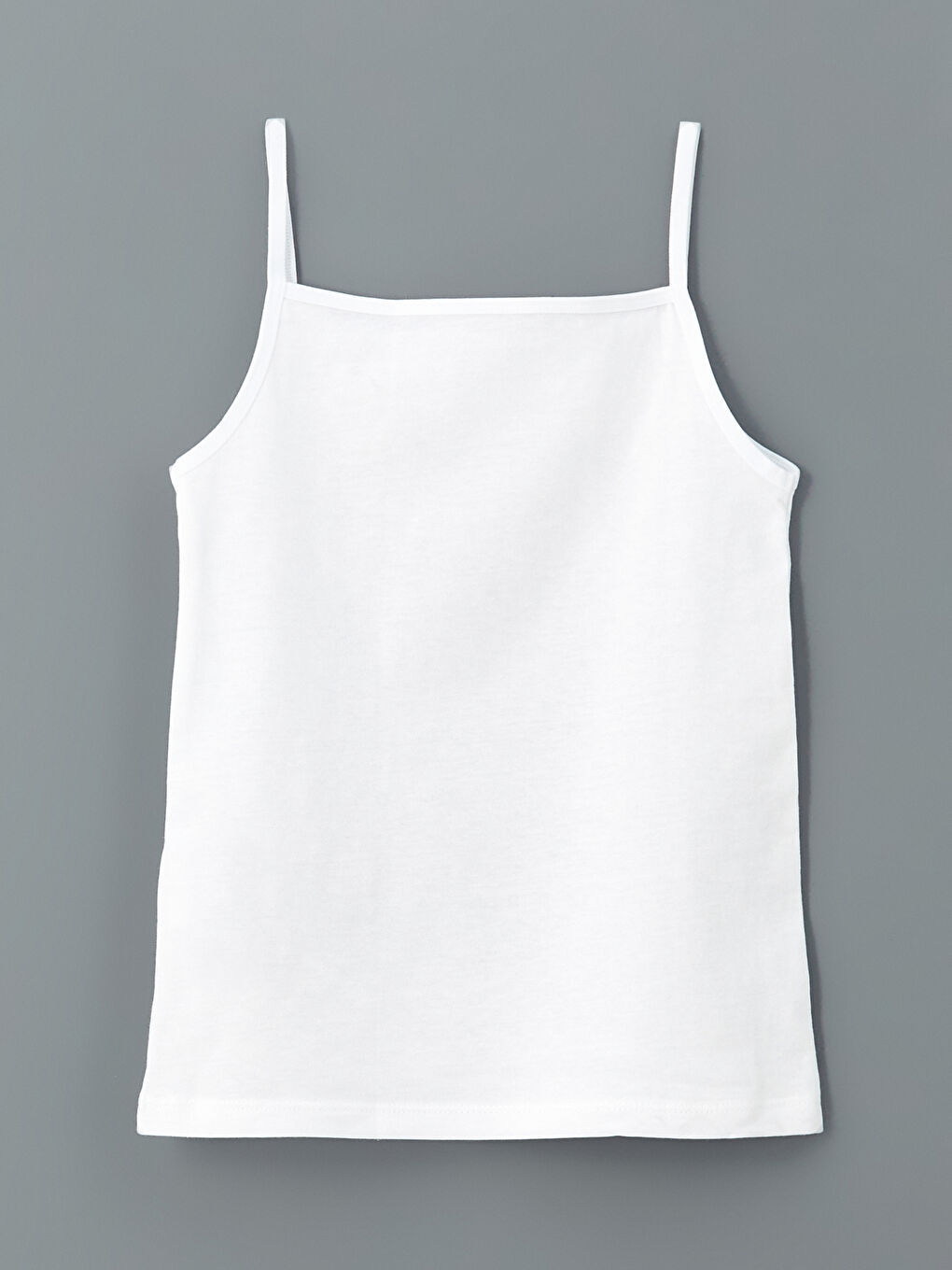 Beyaz Kare Yaka Kız Çocuk Atlet