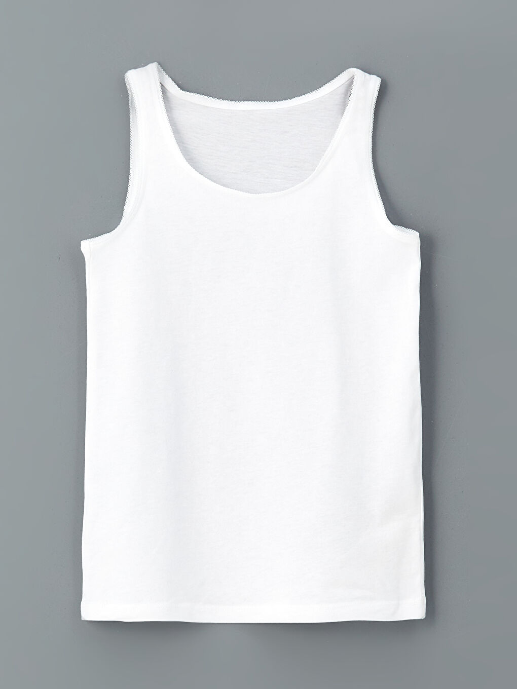 Beyaz Bisiklet Yaka Kız Çocuk Atlet