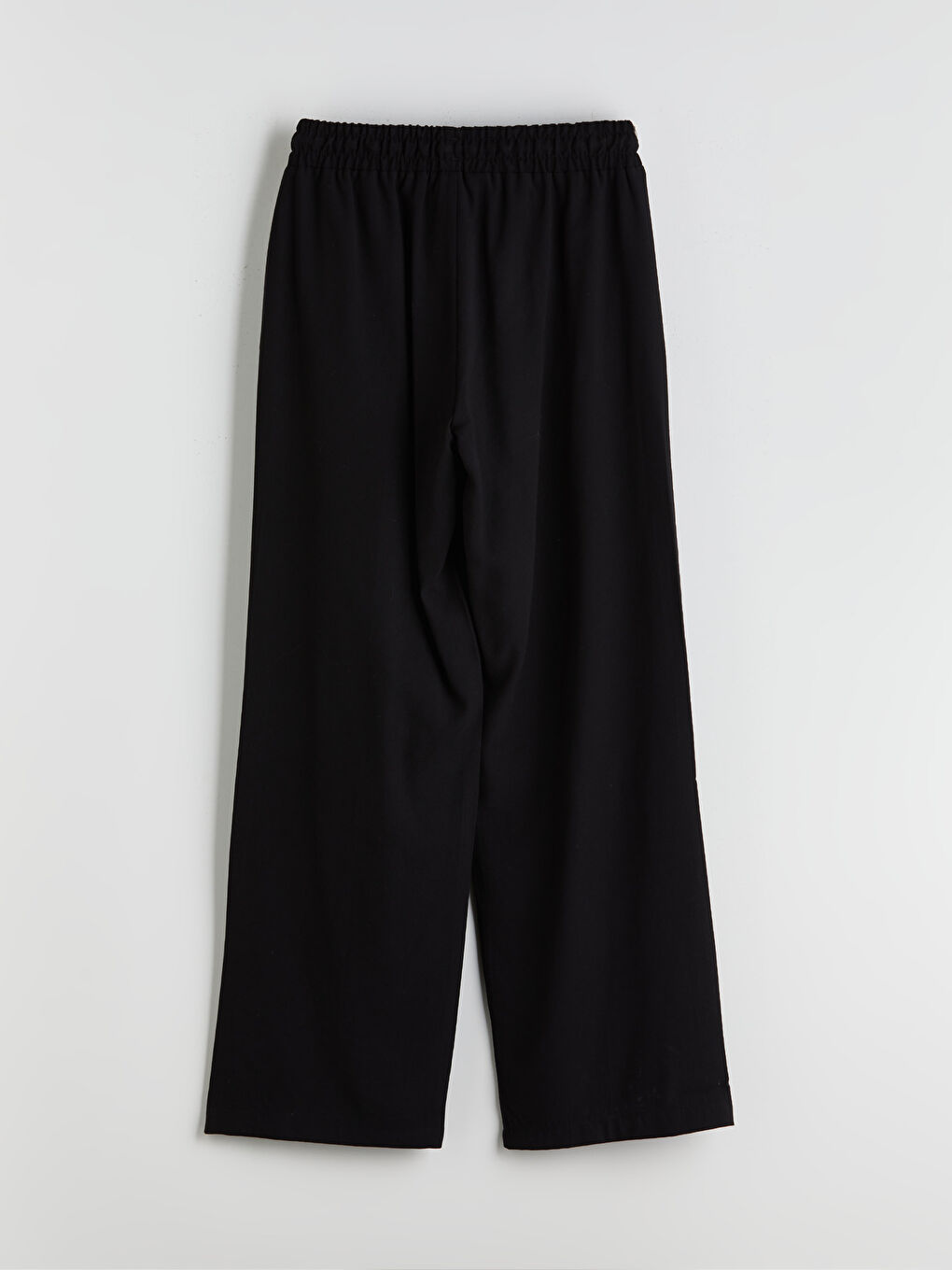 Siyah Beli Lastikli Geniş Paça Kadın Pantolon-6
