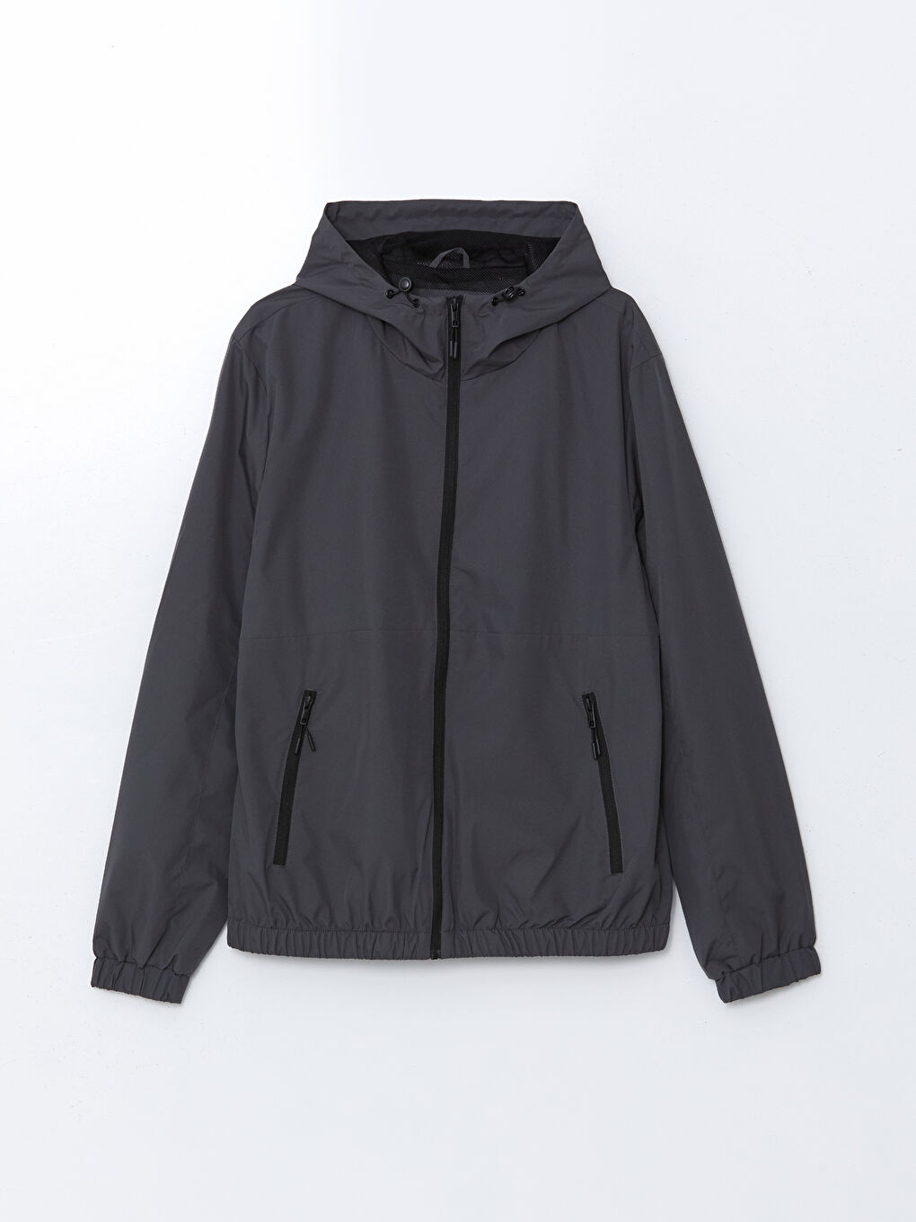 Antrasit Standart Kalıp Kapüşonlu Erkek Yağmurluk-7