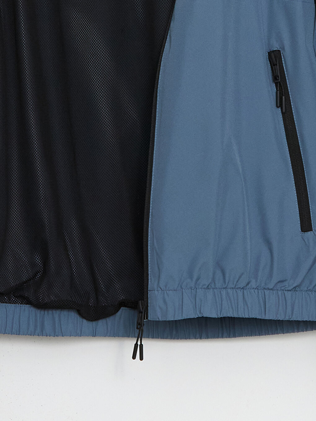 Mavi Standart Kalıp Kapüşonlu Erkek Yağmurluk-10