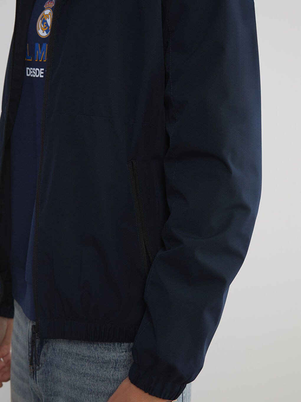 Lacivert Standart Kalıp Kapüşonlu Erkek Yağmurluk-5