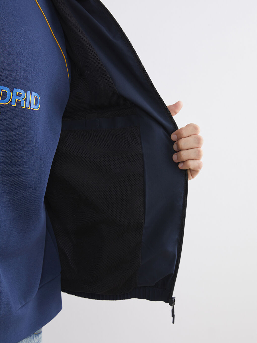 Lacivert Standart Kalıp Kapüşonlu Erkek Yağmurluk-7